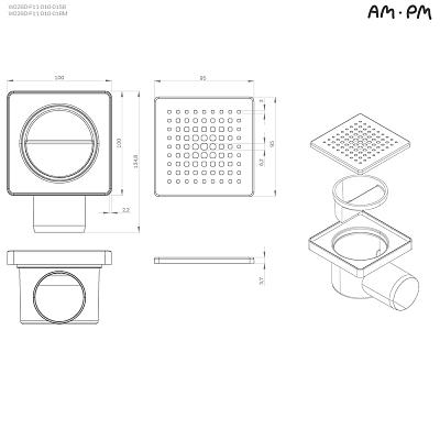 Душевой трап AM.PM PrimeFlow 10 W02BD-P11-010-01SB хром