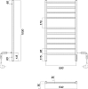 Полотенцесушитель электрический Domoterm Квадро П10 500x1000 EK R, правый, хром