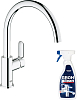 Смеситель Grohe BauEdge 31367000 для кухонной мойки + Средство для очистки Grohe Grohclean 48166000