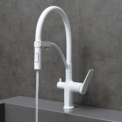 Смеситель для кухни Lemark Bronx LM3761MW белый матовый