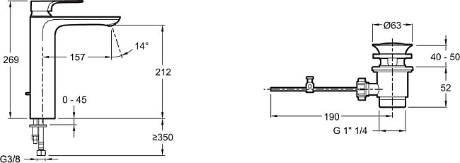 Смеситель для раковины Jacob Delafon Aleo+ E72337-CP