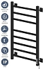 Полотенцесушитель электрический Ника Step-2 STEP-2 80/40 черн мат U черный