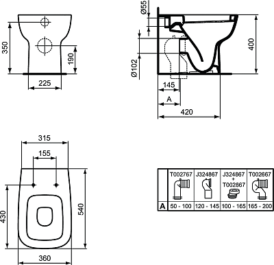 Приставной унитаз Ideal Standard Esedra T281201