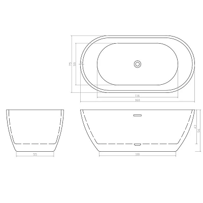 Акриловая ванна Cerutti Spa Diseo 160х75 CT9903 белый