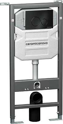 Комплект инсталляция с подвесным унитазом Ceramica Nova Metropol CN4002MB_1001B_1000 с сиденьем микролифт и черной клавишей смыва