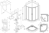 Комплект душевой уголок AM.PM X-Joy WK88EG с поддоном и душевой системой + крючок + полка для душа