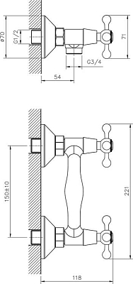Смеситель для душа Decoroom DR54055, хром