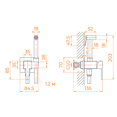 Гигиенический душ со смесителем RGW Shower Panels 581408212-06 золото