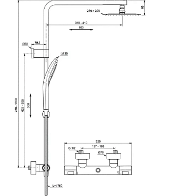 Душевая система Ideal Standard Ceratherm A7705AA хром
