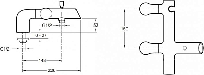 Смеситель для ванны Jacob Delafon Toobi E8964-CP