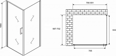 Душевой уголок Abber Sonnenstrand 80x70 AG04080-S70, профиль хром, стекло прозрачное