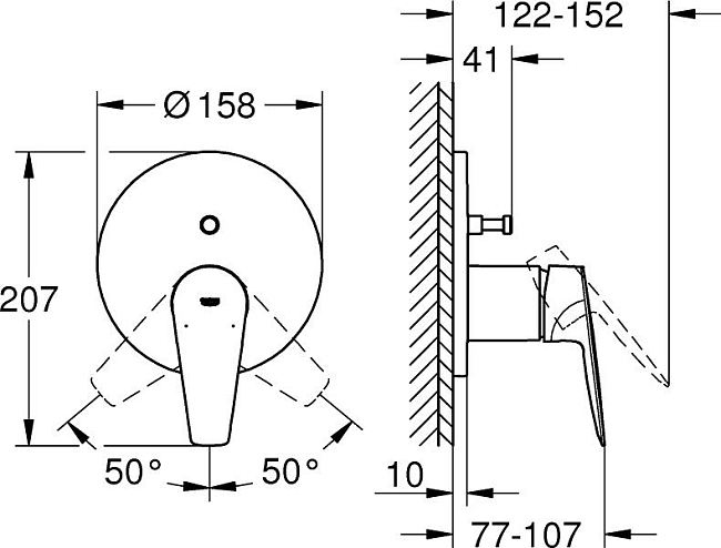 Смеситель для ванны с душем Grohe BauEdge 24162001, хром