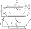 Акриловая ванна BelBagno BB21/BB04-SUP/BB-LEG-LION-ORO белый