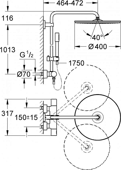 Душевая стойка Grohe Rainshower System 400 27174001