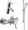 Комплект для ванной Смеситель Hansgrohe Talis S 32620000 + Смеситель Hansgrohe Talis S 32020000 + Душевой гарнитур Hansgrohe Crometta 26651400