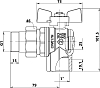 Шаровый кран Bugatti Oregon 594 1 нар-патрубок угловой с накидной гайкой бабочка