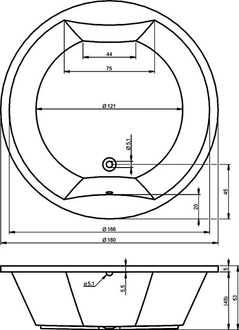 Акриловая ванна Riho Colorado 180х180 BB0200500000000_AIR белый