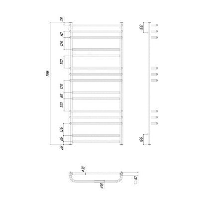 Полотенцесушитель водяной 50x120 см Ravak Cube X04000083670, хром