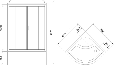 Душевая кабина 90х90 см Royal Bath ВК RB90BK1-T-CH стекло прозрачное