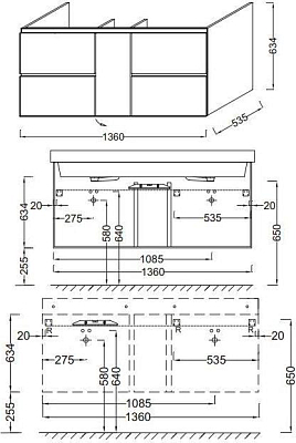 Тумба под раковину 135 см Jacob Delafon Soprano EB1332-E10 коричневый