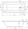 Акриловая ванна Cezares Plane 170х70 Solo-170-70-45