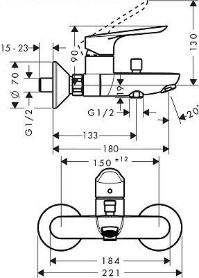 Смеситель для ванны с душем Hansgrohe Logis E 71178000/71415000/26532400 хром