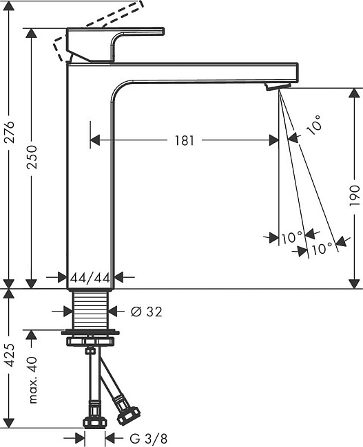 Смеситель для раковины Hansgrohe Vernis Shape 71591670, матовый чёрный